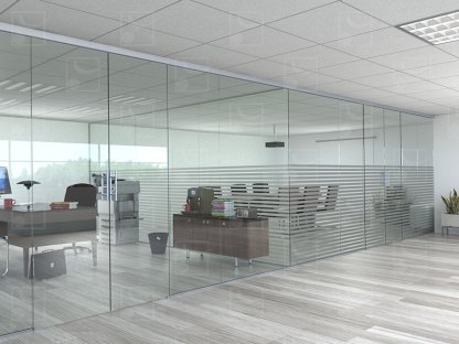 INTEC – Para montaje en el techo con pared de vidrio fija